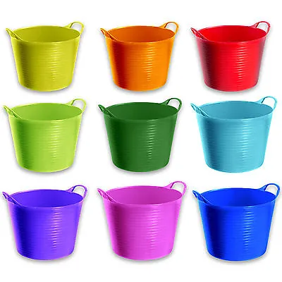 £5.30 • Buy 14 Litre Flexi Tub Bucket Plastic Home Garden Flexible Storage Colour Basket Box