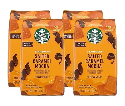 STARBUCKS Salted Caramel Mocha Flavored Ground Coffee 11oz - 4PK - FREE SHIP • $20