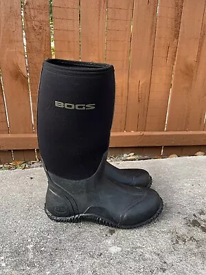 Bogs Mens Classic High Waterproof Insulated Rain Work Boot Black Sz 10 Neoprene • $59.95