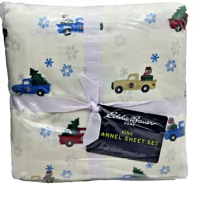 Flannel Cozy Sheet Set KING Size Christmas  Home For The Holidays • $44.99