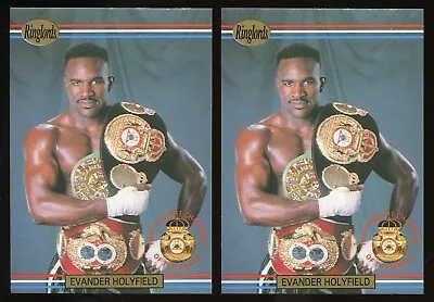 TWO 1991 EVANDER HOLYFIELD Ringlords Boxing Card #1 HOF Mike Tyson International • $74.20