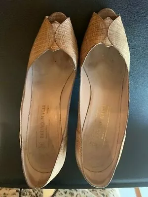 Bruno Magli Ladies Open Toe Patterned Leather Pumps 3.5  Heels-7.5 Aa • $23.99