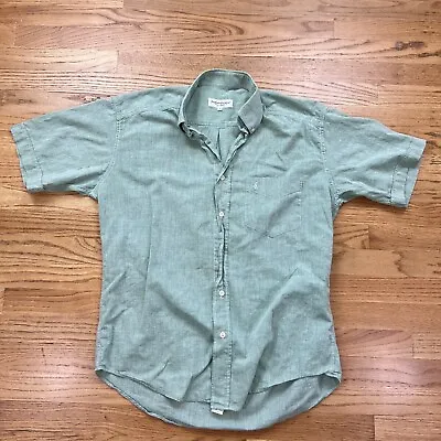 Vintage Yves Saint Laurent YSL Short Sleeve Shirt Sz 3 Green Distressed • $20