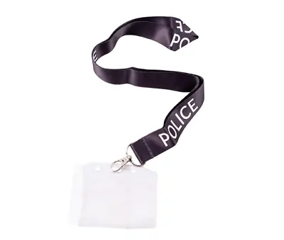 Black Police Lanyard With ID Holder Badge Fancy Dress Officer Warrant Card • £3.50