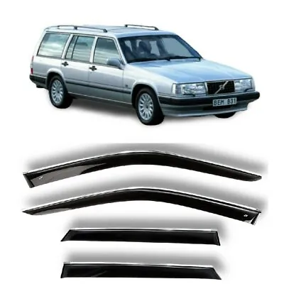 Window Visors Deflectors Black With Chrome Strip For Volvo 940 Sd/Combi 90-98 • $129