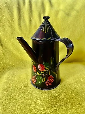 Vintage Hand Painted Metal Tea Coffee Pot • $14.80