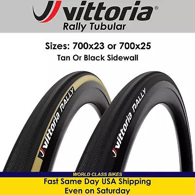 Vittoria Rally Tubular 700x23 700x25 Black Or Tan 48mm Presta Bicycle Tire • $39.99