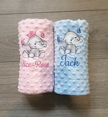 £15.99 • Buy Personalised Ellie Elephant Baby Girl / Boy Blanket Embroidered Newborn Gift