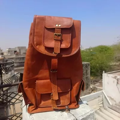 Super Quality Leather Backpack Rucksack Laptop Genuine Travel Vintage Men Bag • $52.64