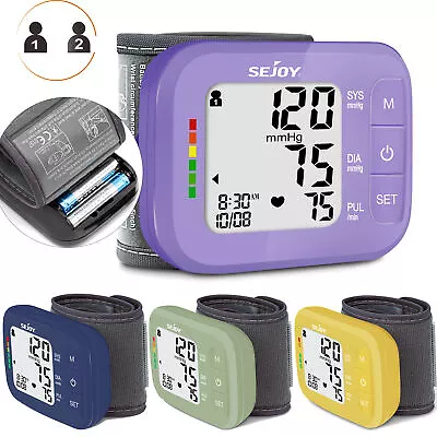 SEJOY Digital Automatic Blood Pressure Monitor Wrist Heart Rate BP Cuff Machine • £10.99