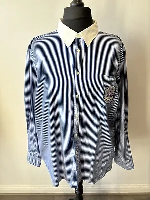 Ralph Lauren Women's Shirt Size 3X Blue White Stripes Official Wimbledon 26” PTP • £29.99