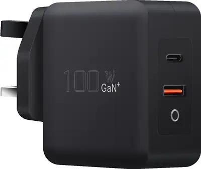 100W 2-Port USB-C Fast GaN MacBookiPhoneiPadSamsung GalaxyDell Wall Charger • £39.99