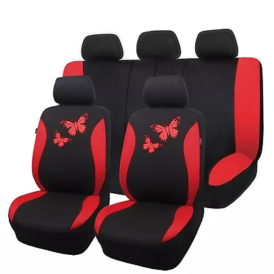 Butterfly Universal Car Seat Covers Set Airbag Compatible Rear Split 40/60 50/50 • $54.99