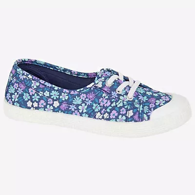 Dek Canvas Womens Fashion Casual Trainers Slip On Pumps Shoes Blue Floral • £9.49