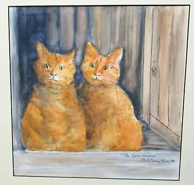 B. J. Carruthers  The Gate Keepers  Brown Cats Original Watercolor Painting • $499.99