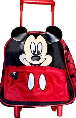 Disney Store Official Mickey Mouse Face Wheeled Rolling Trolley Bag For School • £26.99