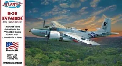B-26 Invader Medium Bomber USAF 1/67 Scale Model Kit Atlantis Models • $21.99