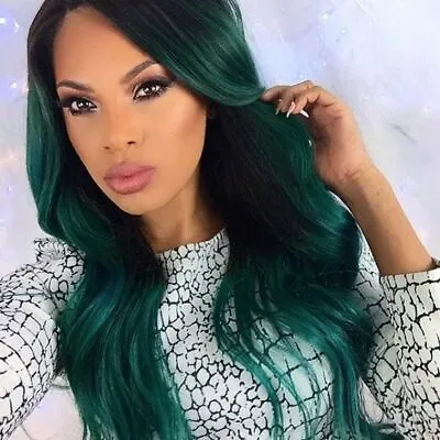 Long Wave Cosplay Costume Hair Anime Full Party Wig Dark Green Wig Synthetic Wig • $18.99