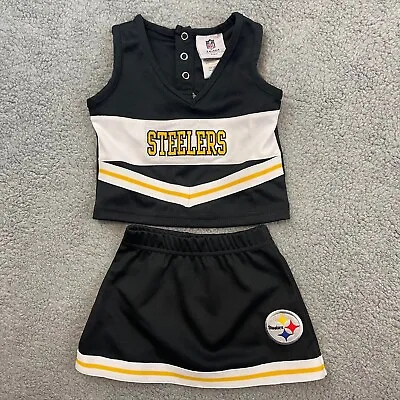 $14.99 • Buy NFL Pittsburgh Steelers Cheerleading Outfit Toddler Baby 2T Black Shirt & Skirt