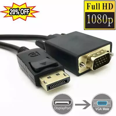 Display Port To VGA Cable Adapter Converter Video HDTV PC Monitor Desktop-L-new. • $2.88