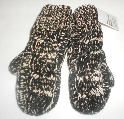 $12.95 • Buy Sonoma Women's Cable Knit Mittens One Size Black Knit Soft Warm Lining NWT 
