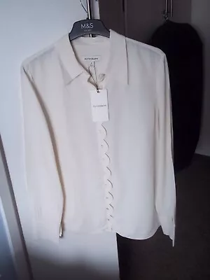 BNWT Marks M&S Autograph Blouse Ivory Scalloped Edge Finish Size 10 Cost £45 • £19.99