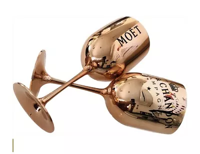 Set Of 2 Moet & Chandon Champagne Shiny Rose Gold Acrylic Goblets • $19.54