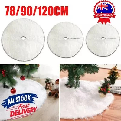 White Christmas Tree Skirt Base Faux Fur Xmas Floor Mat Ornaments Decoration CZ • $8.52