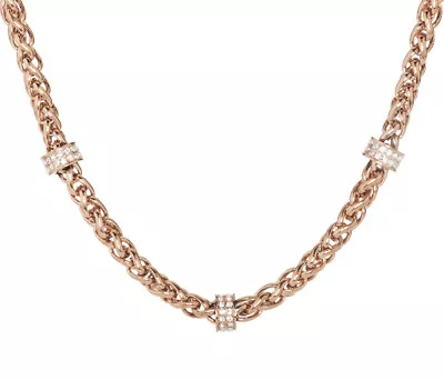 Steel By Design Stainless Steel 18  Wheat Chain Necklace With Crystal Stations • $29.25