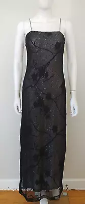 Gothic Rampage 90s Vintage Floral Sheer Mesh Sparkle Glitter Prom Maxi Dress S • $120