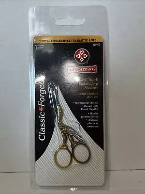 MUNDIAL Classic Forged Stork Embroidery Scissors 3.5  Gold - NEW • $9.69