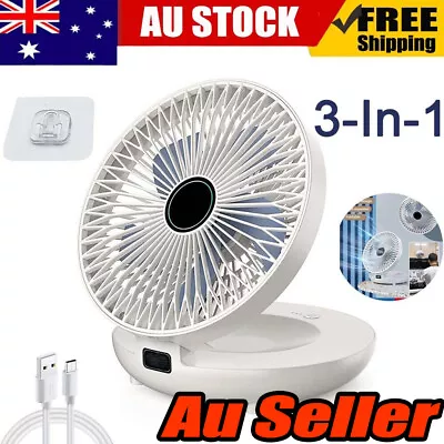 Household Dual-use Kitchen Fan Rechargeable Wall Hanging Fan Small Desk Fan KJ • $28.96