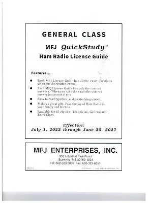 MFJ-3213 (Ham Radio) Amateur General Class Quick Study Guide • $27.95