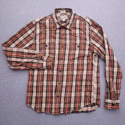 J CREW Flannel Button Up Shirt Medium Classic Long Sleeve Plaid Mens • $14.98