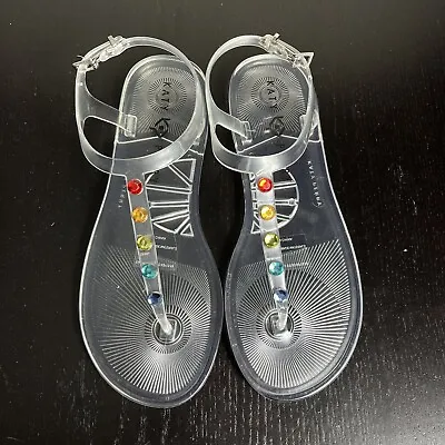 Katy Perry Womens Size 8M/38 The Geli Stud Jelly Sandals In Clear Diamond NEW • $14.40