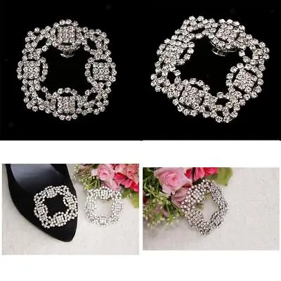 £8.23 • Buy 2x Stylish Removable Crystal Shoes Clips Buckle For Wedding