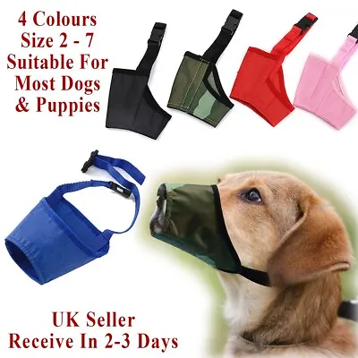 Adjustable Breathable Safety Dog Muzzles Anti-Biting Anti-Barking Anti-Chewing • £2.96