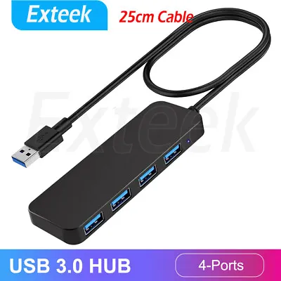 $11.95 • Buy Multi USB 3.0 Hub 4 Port High Speed Slim Adapter Expansion Splitter Windows Mac