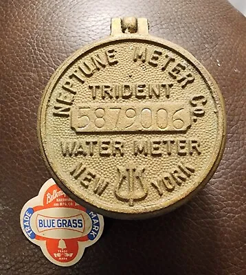 Vintage Belknap Hardware Neptune Brass Water Meter Cover  NOS No Box W/ Flaws • $28