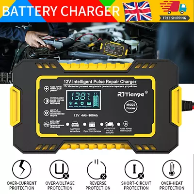 Car Battery Charger 12V 6A Fast Charger Automatic Smart Pulse Repair AGM/GEL UK • £14.99