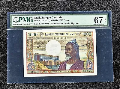 Mali 1000 Francs 1970-84 PMG 67 EPQ UNC Pick 13 C • $275.90