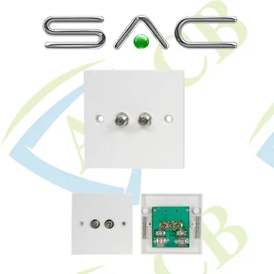 Twin Satellite F Type Wall Plate Faceplate Socket Connector Sky HD Outlet PCB • £6.49