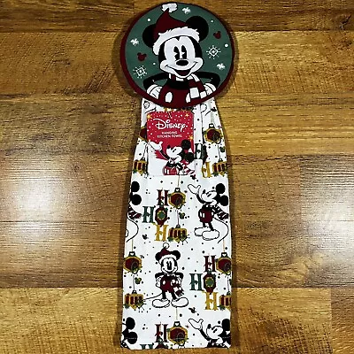 Disney Mickey Mouse Minnie Mouse Hanging Hand Towel Christmas Ho Ho Ho Santa Hat • $16.99