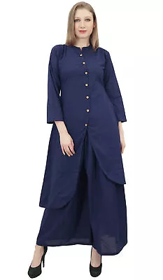 $62.69 • Buy Phagun Solid Blue Indian Clothing Asymmetrical Kurta Kurti With-RFr