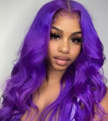 Hot Long Purple Lace Front Wig Wavy Curly Hair Wig Fashion Costume Party Wear US • $34.82