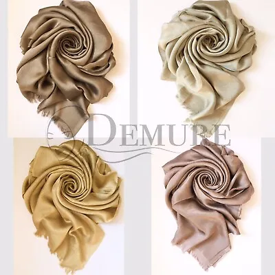 Silky Shiny Hijab Scarf Maxi Wedding Plain Shimmer Shawl Wrap Sarong Elegant  • £5.49