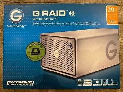 G-Technology 20TB G-RAID W/ Thunderbolt 3 USB-C (USB 3.1 Gen 2) Silver 0G05763 • $750