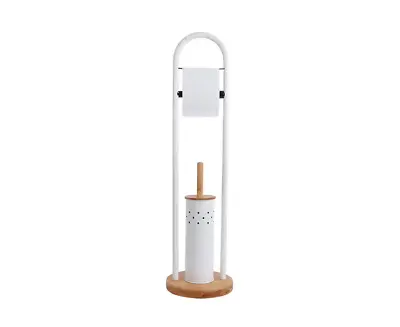 $52.83 • Buy White Magic Eco Basics Bamboo Toilet Paper/Roll Dispenser/Brush Stand Set White