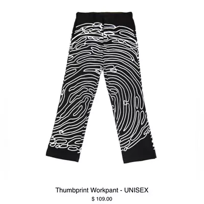 Hot Lava Thumbprint Work Pant -Unisex Wide Black White Sold Out Print NWOT • $26.25