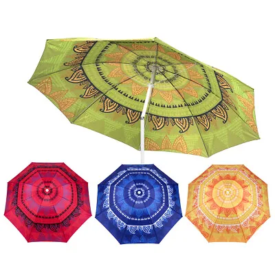 1.9M Garden Parasol Mandala Umbrella Tilt Outdoor Sun Shade Canopy Outdoor Patio • £12.99